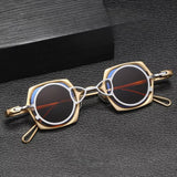 MH Geometric Titanium Glasses Frame With Magnetic Sunglasses Clips