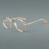 Wood Retro Aviator Acetate Glasses Frame