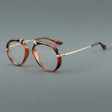 Wood Retro Aviator Acetate Glasses Frame
