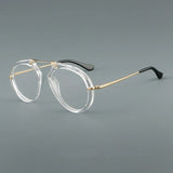 Wood Retro Aviator Acetate Glasses Frame