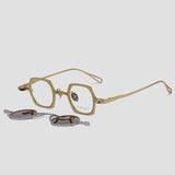 VK Square Titanium Glasses Frame With Magnetic Sunglasses Clips