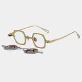 MH Geometric Titanium Glasses Frame With Magnetic Sunglasses Clips