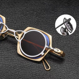 VK Square Titanium Glasses Frame With Magnetic Sunglasses Clips