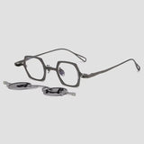VK Square Titanium Glasses Frame With Magnetic Sunglasses Clips