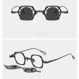 VK Square Titanium Glasses Frame With Magnetic Sunglasses Clips