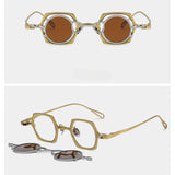 VK Square Titanium Glasses Frame With Magnetic Sunglasses Clips