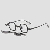VK Square Titanium Glasses Frame With Magnetic Sunglasses Clips
